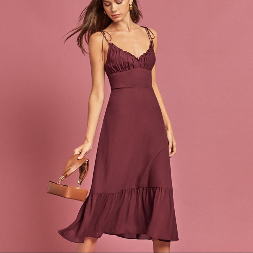 NWT Reformation Embry Dress in Plum 6